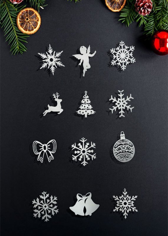 12'li Karışık Yılbaşı Ağaç Süsü - 3D Garajı